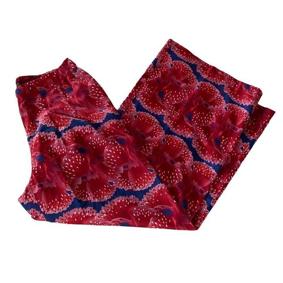 Zac Posen for Brooks Brothers red floral poppy wide leg sateen pants, 4 - Picture 5 of 11